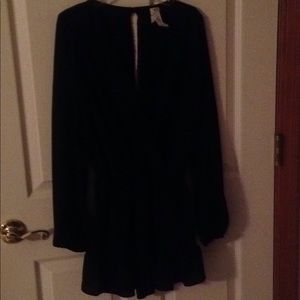 Black Long Sleeve Silky Romper